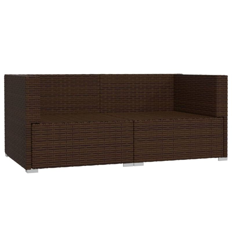 vidaXL Elegant 2 Seater Patio Loveseat - Brown Poly Rattan Lounge Set with Detachable Comfortable Green Cushions and Powder Coated Steel Frame