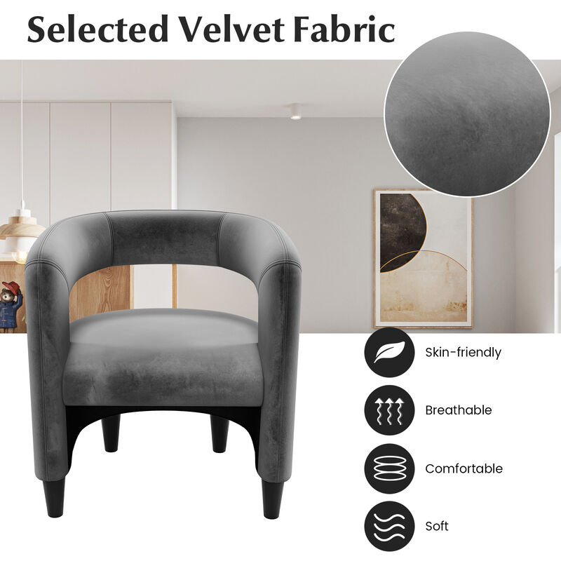 Comfy Accent Armchair with Footrest-Grey