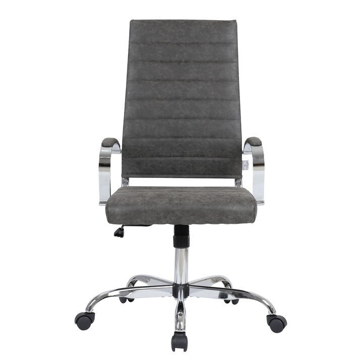 LeisureMod Benmar High-Back Mid-Century Modern Swivel Leather Office Chair – Ergonomic Executive Desk Chair with Adjustable Height, Tilt, and 360-Degree Swivel for Home and Office Comfort