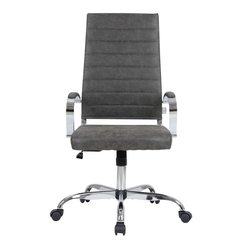 LeisureMod Benmar High-Back Mid-Century Modern Swivel Leather Office Chair – Ergonomic Executive Desk Chair with Adjustable Height, Tilt, and 360-Degree Swivel for Home and Office Comfort