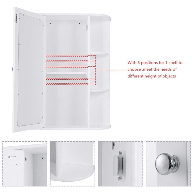 Hivvago White Bathroom Wall Mounted Medicine Cabinet with Storage Shelves