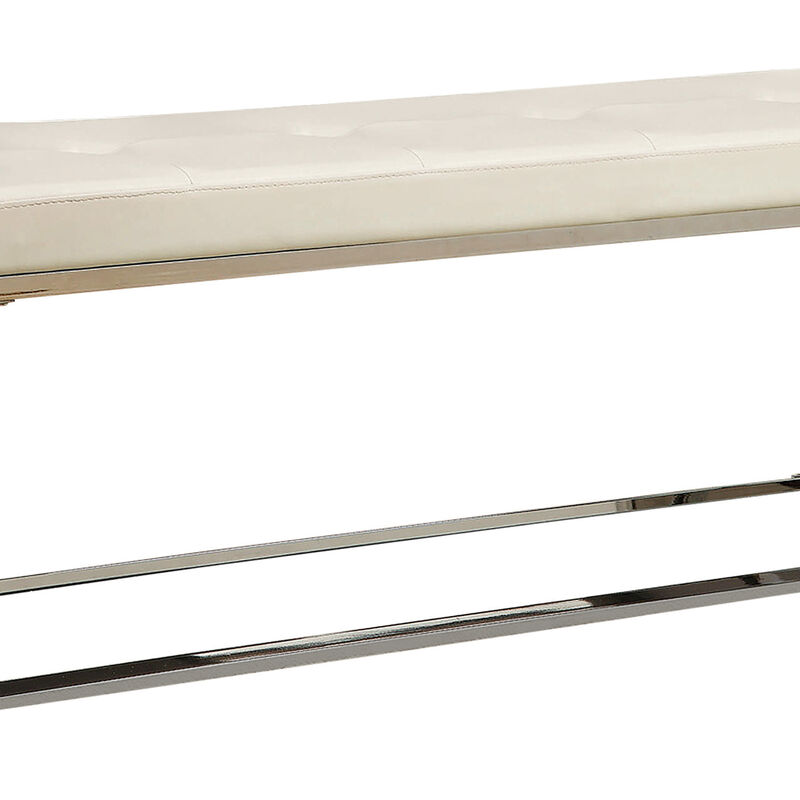 Modernly Charming Bench, White-Benzara