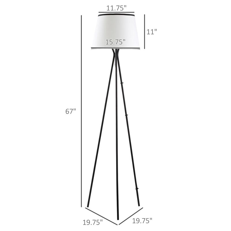 Black Modern Lighting: Tripod Floor Lamp with Fabric Shade