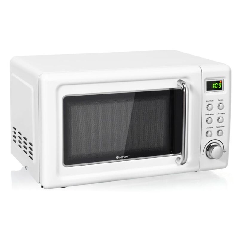 Costway 700W Retro Countertop Microwave Oven with 5 Micro Power and Auto Cooking Function