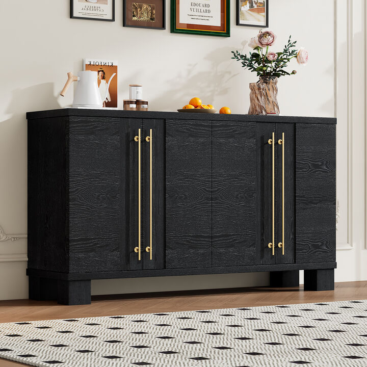 Clihome Sideboard Buffet Cabinet with Storage, Wood Sideboard with Adjustable Shelves and Gold Handles for Kitchen, Dining Room and Living Room (Antique Navy)