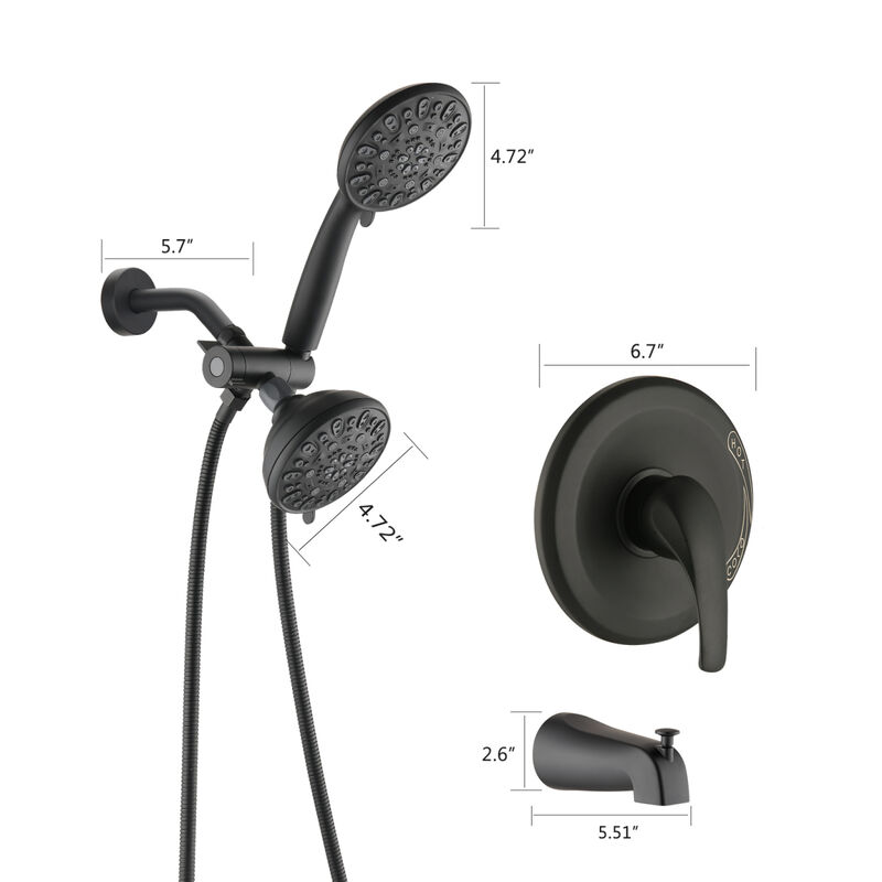 High Pressure Rain Shower System with Tub Spout