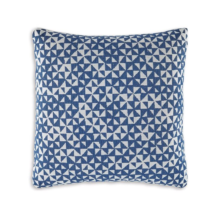 Coel 18 Inch Accent Pillow Set of 4, Indoor Outdoor Woven Geometric, Blue -