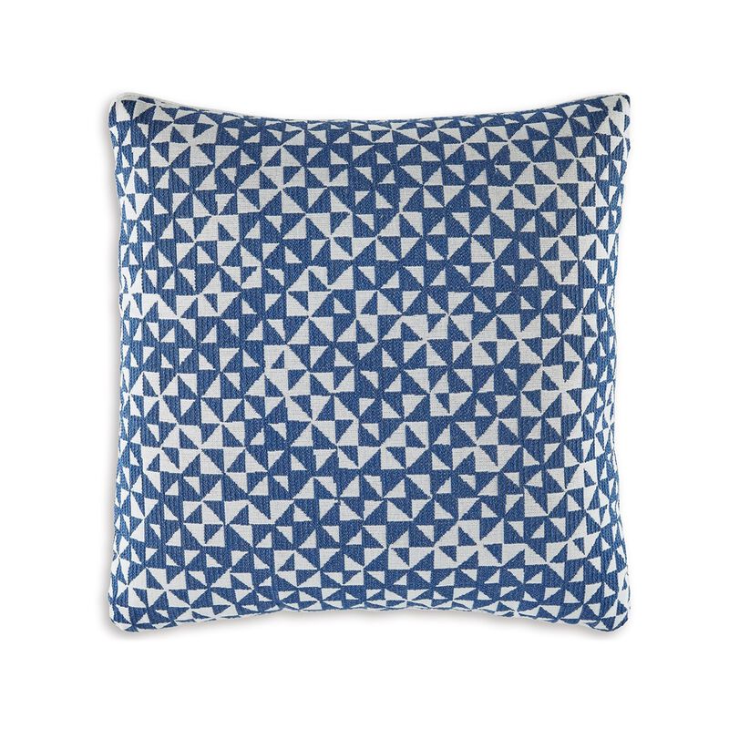 Coel 18 Inch Accent Pillow Set of 4, Indoor Outdoor Woven Geometric, Blue -