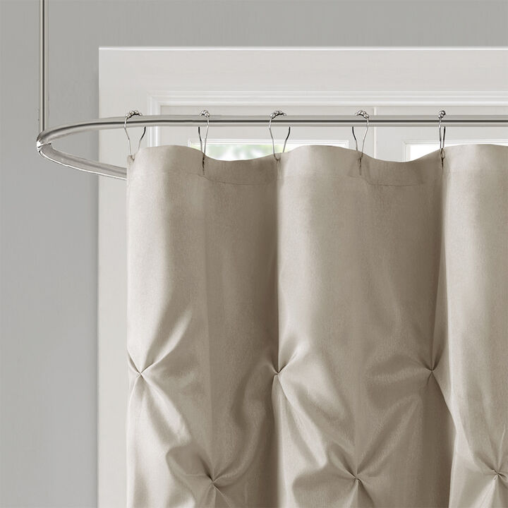 Gracie Mills Shelby Semi-Sheer Lightweight Faux Silk Tufted Shower Curtain