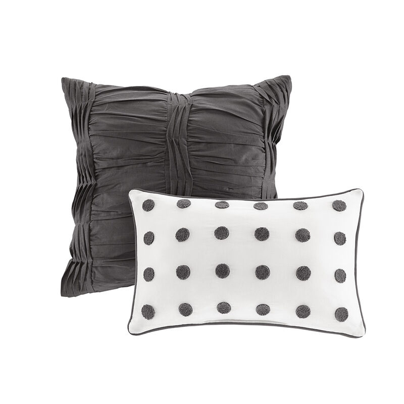 Gracie Mills Grady Elegance Defined Cotton Jacquard Comforter Set with Euro Shams and Throw Pillows
