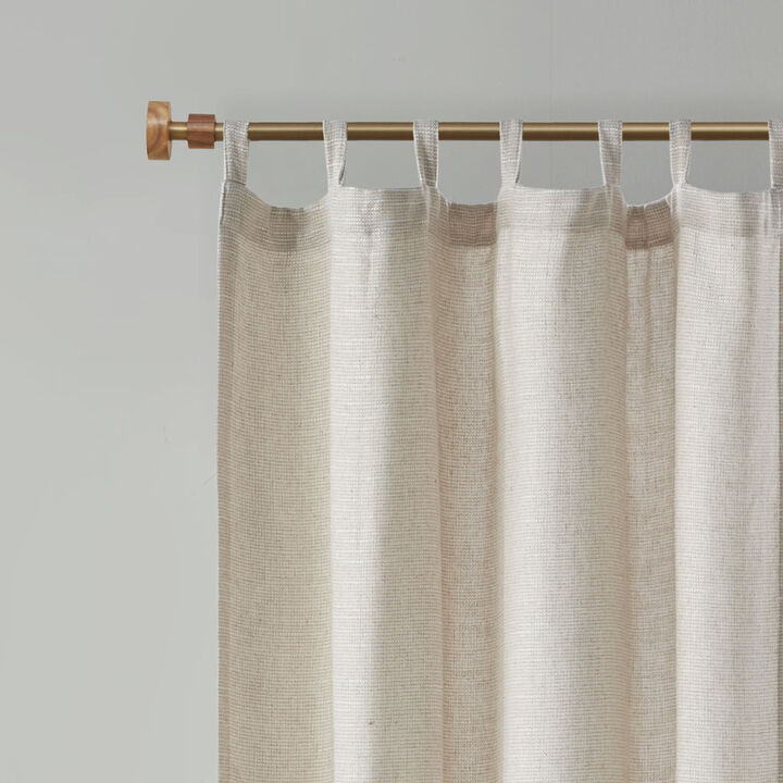 Gracie Mills Seraphine Faux Linen Tab Top Curtain Panel with Fleece Lining