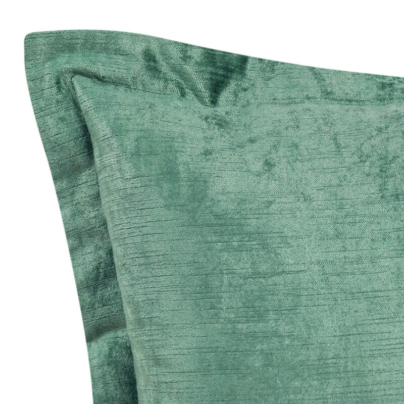 Brad Accent Throw Pillow, Square 22 Inch, Textured Green Rayon Velvet - Benzara