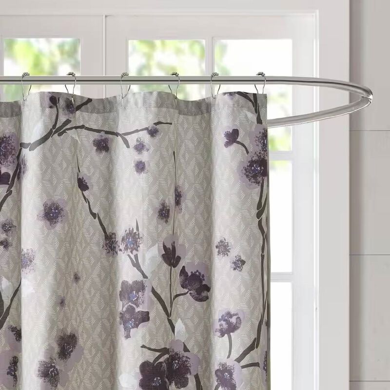 Cotton Shower Curtain with Floral Blossom Pattern