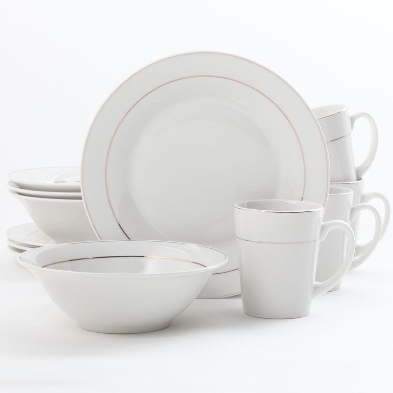 Gibson Home Tuxedo Deluxe 12-Piece Dinnerware Set