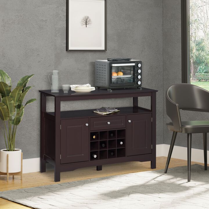 Espresso Dining Storage: Sideboard Buffet with Wine Rack and Drawer
