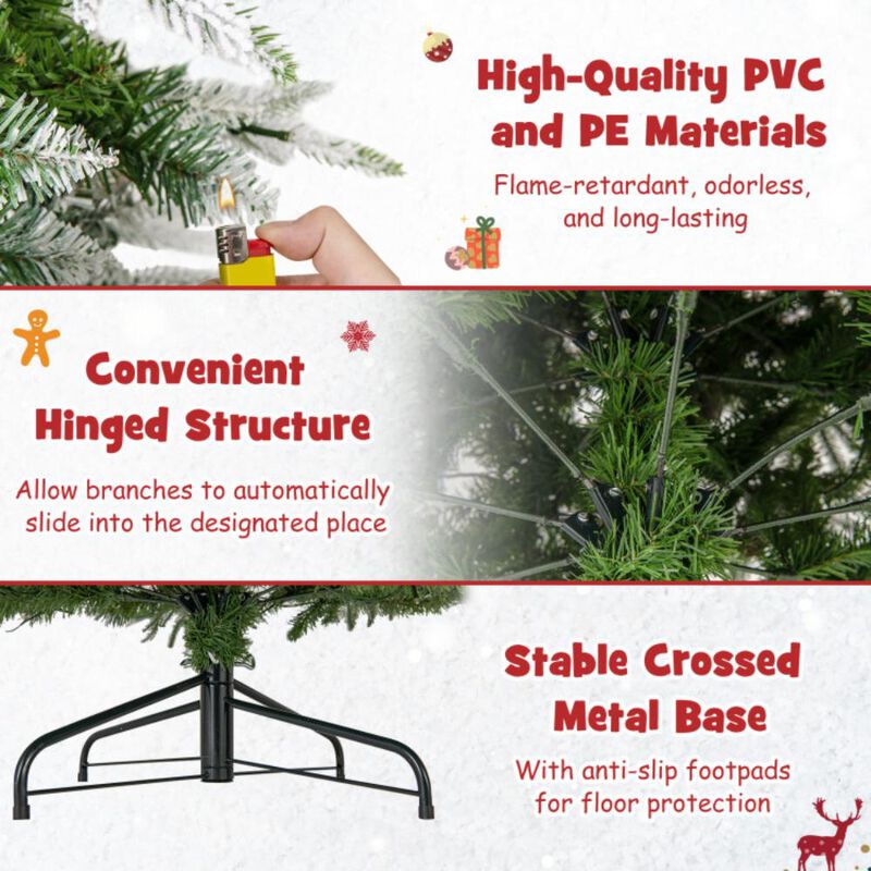 Hivvago 6/7.5/9 Feet Pre-Lit Artificial Christmas Tree Snow Flocked Hinged
