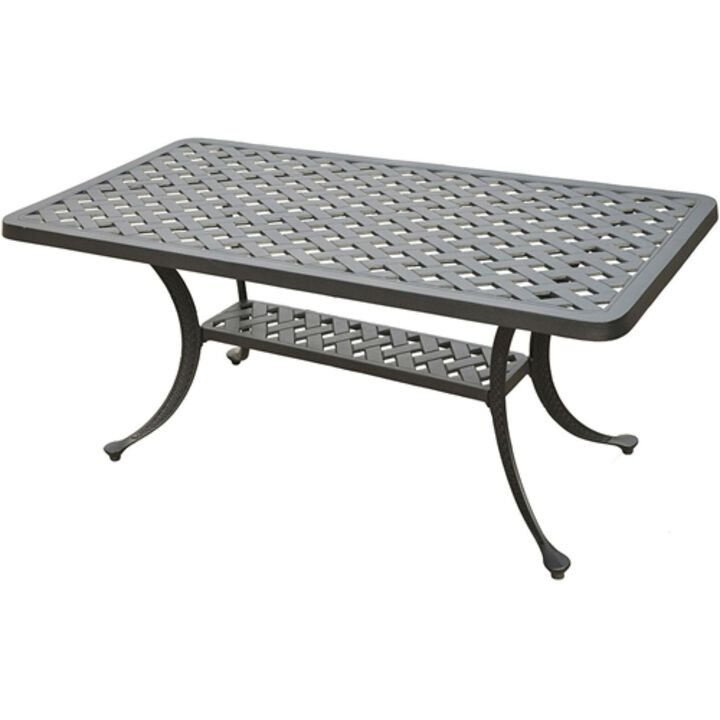 Hivvago Solid Cast Aluminum 21 x 42 inch Outdoor Patio Dining Cocktail Table   Charcoal