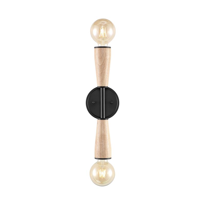 Katia 2-Light Modern Designer Iron/Wood Double Sided Hourglass LED Sconce