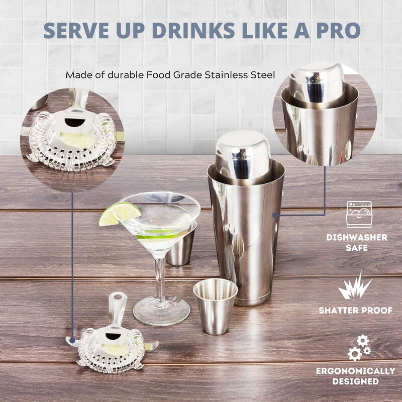16 Piece Wine and Cocktail Mixing Bar Set, Essential Barware Tools