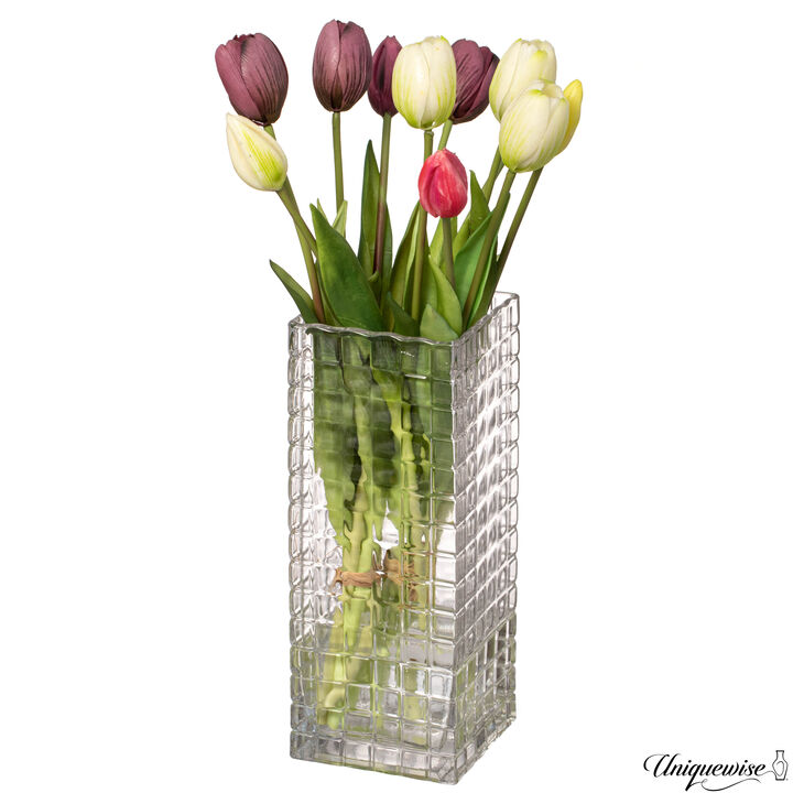 10-Inch Square Frosted Clear Glass Vase