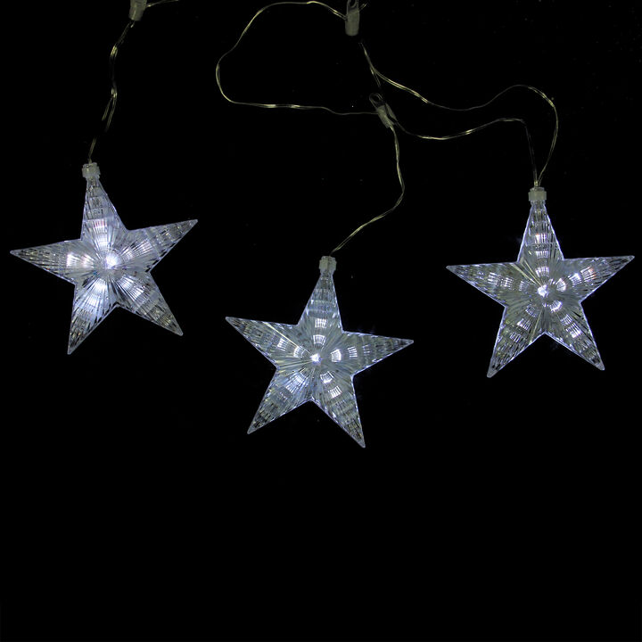 3 White LED Cascading Snowfall Star Christmas Lights - 2 ft Clear Wire