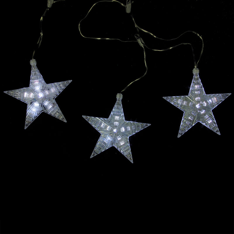 3 White LED Cascading Snowfall Star Christmas Lights - 2 ft Clear Wire