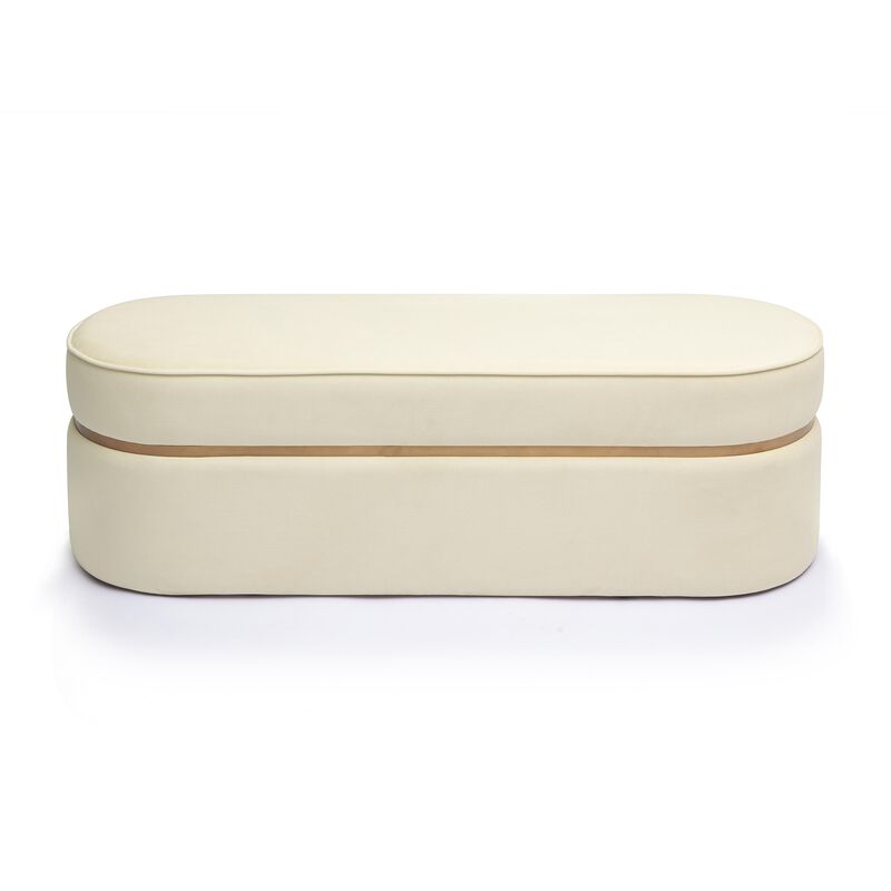 Pomp Cream Velvet Bench