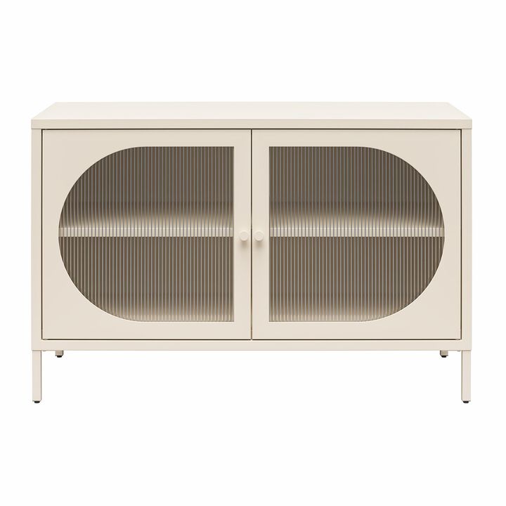 Mr. Kate Luna Wide 2 Door Accent Cabinet with Fluted Glass