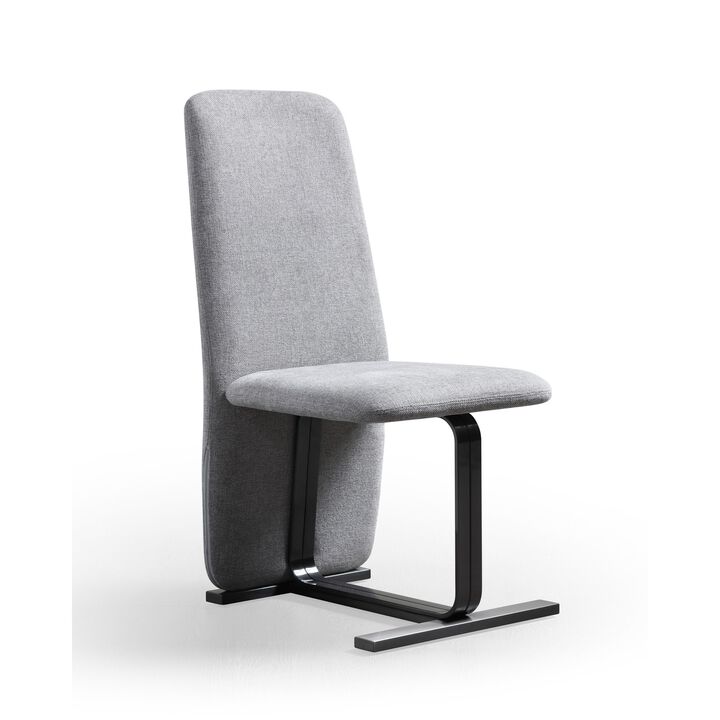 Cid Jim 19 Inch Dining Chair Set of 2, Gray Linen, Sturdy Steel Frame - Benzara