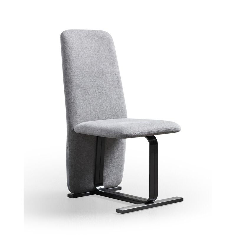 Cid Jim 19 Inch Dining Chair Set of 2, Gray Linen, Sturdy Steel Frame - Benzara