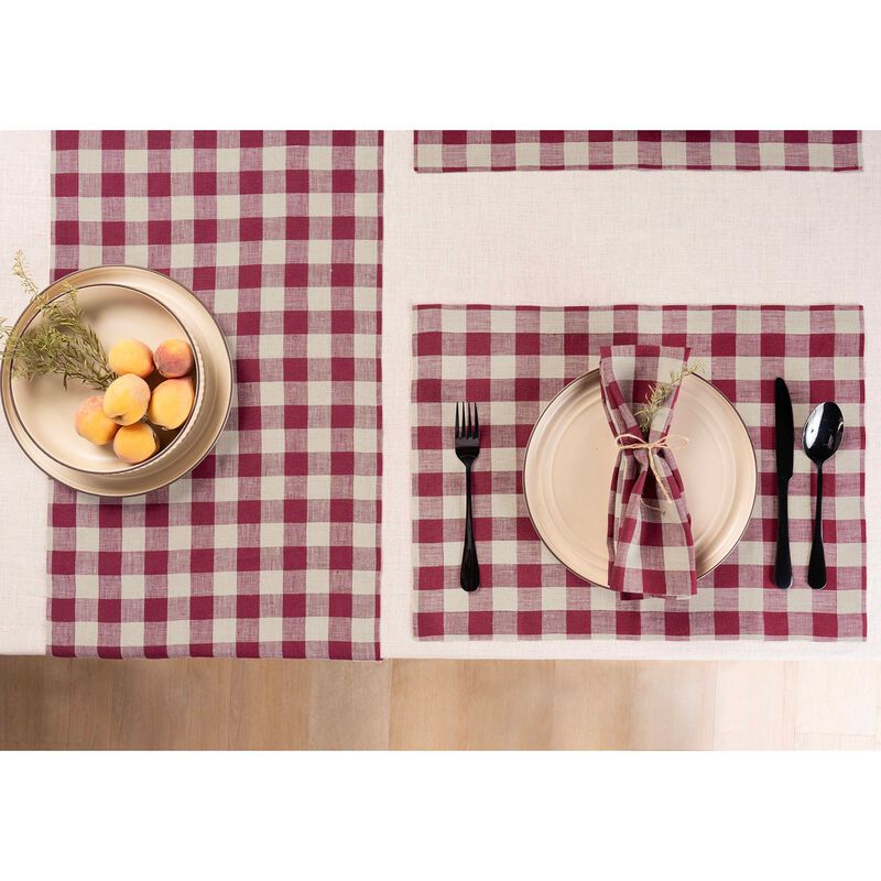 Solino Home 100% Pure Linen Table Runner 14 x 120 Inch | Morgan Check