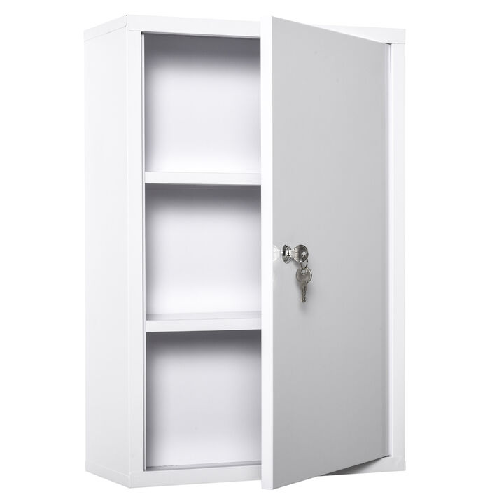 Wall-Mounted Medicine Storage 3 Tier Lockable First Aid Unit Bathroom Organizer