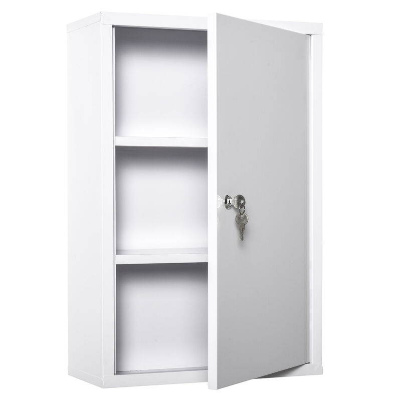 Wall-Mounted Medicine Storage 3 Tier Lockable First Aid Unit Bathroom Organizer