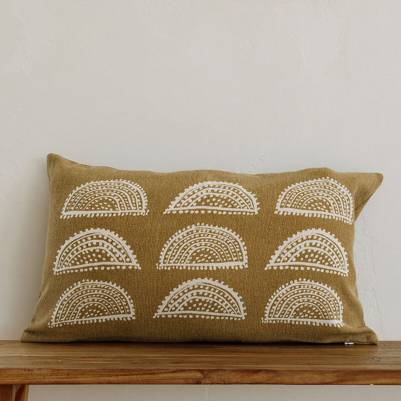 Oceanic elegance artisan print fish lumbar pillow