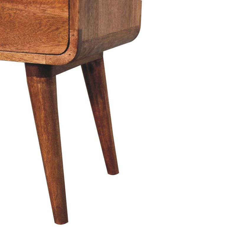 Artisan Furniture Solid Wood Curved Honey Caramel Bedside