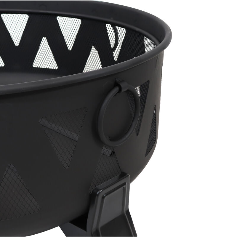 Sunnydaze 34 in Nordic-Inspired Steel Fire Pit with Spark Screen and Poker