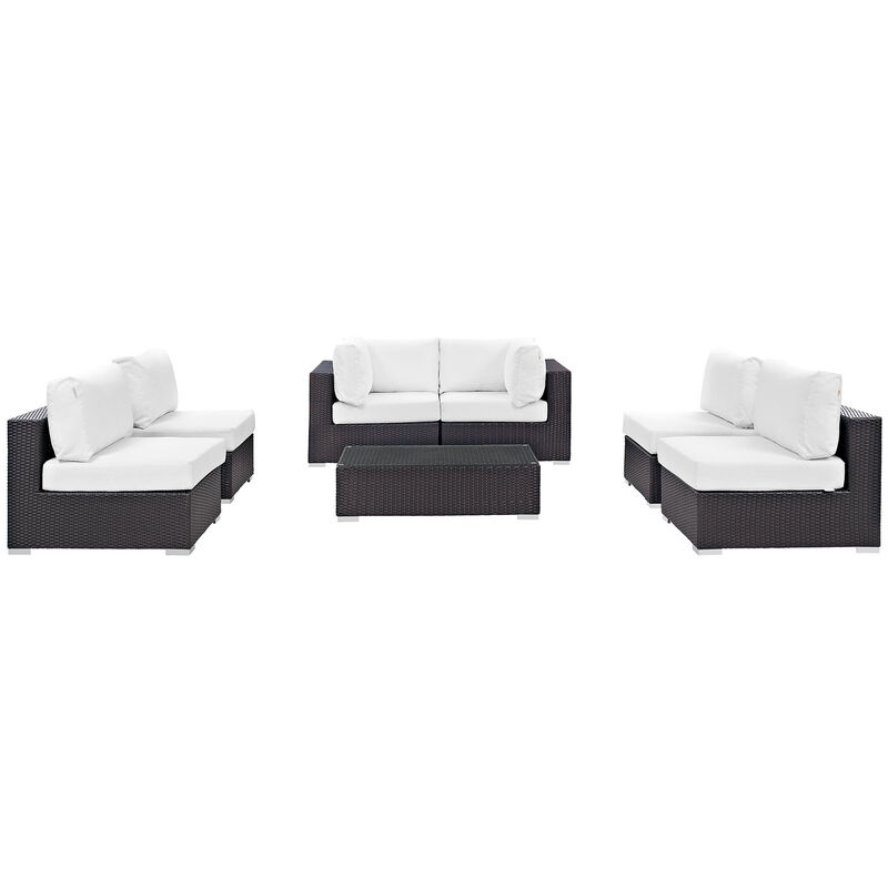 Convene 7 Piece Outdoor Patio Sectional Set - Espresso White