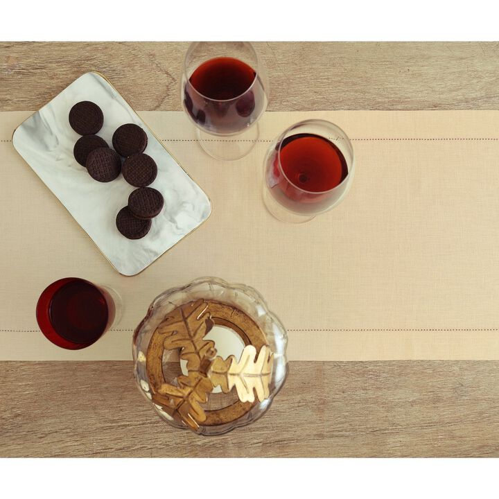 Solino Home 100% Pure Linen Table Runner | Classic Hemstitch for Thanksgiving, Christmas