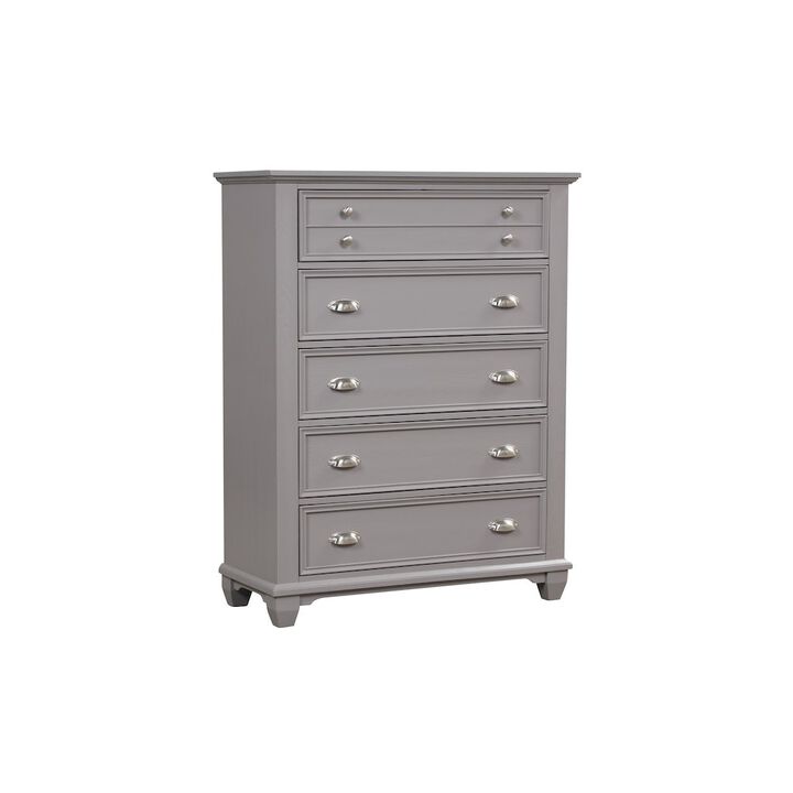 New Classic Furniture Jamestown Wood 5-Drawer Chest, Gray