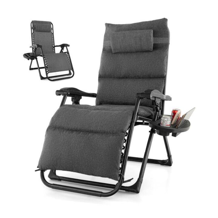 Hivvago Adjustable Metal Zero Gravity Lounge Chair with Removable Cushion and Cup Holder Tray