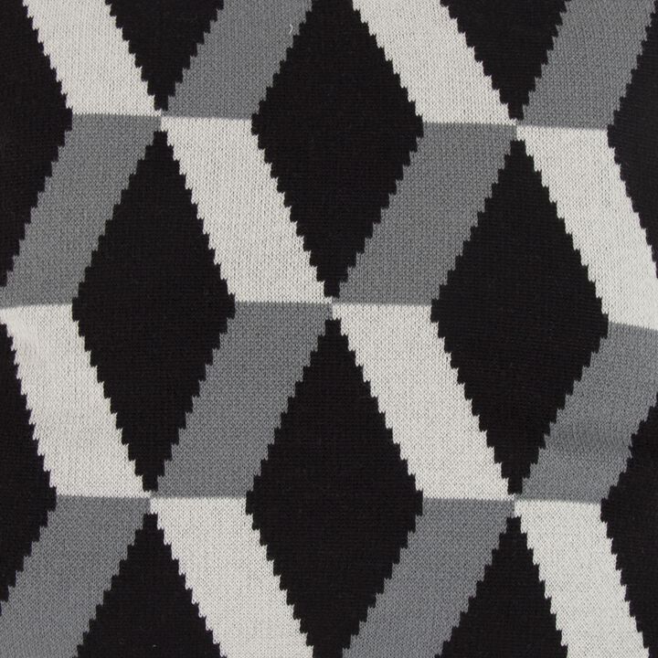 20 x 20 Inch Cashmere Pillow with Zig Zag Pattern, Black and Gray-Benzara