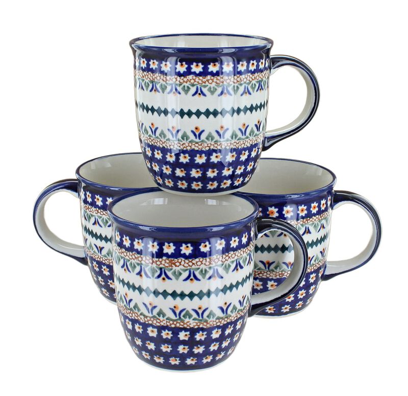 Blue Rose Polish Pottery Zoe 4 Piece Mug Set
