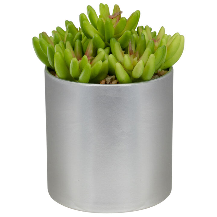 4.75" Potted Red and Green Artificial Sedum Succulent