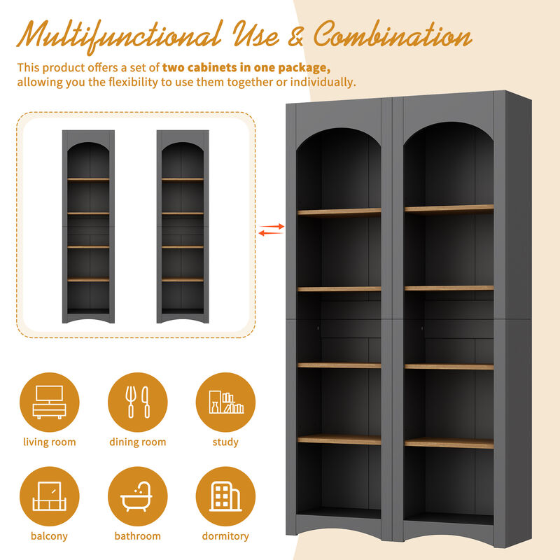 Merax 3-Piece Farmhouse Entertainment Center with Storage Cabinets