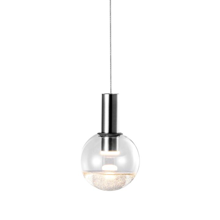 VONN Lighting Integrated LED Height Adjustable Pendant Light with Globe Shade, Polished Chrome