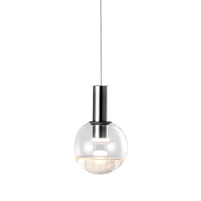 VONN Lighting Integrated LED Height Adjustable Pendant Light with Globe Shade, Polished Chrome