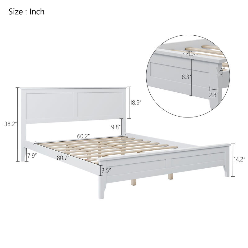 Merax Modern White Solid Wood Platform Bed