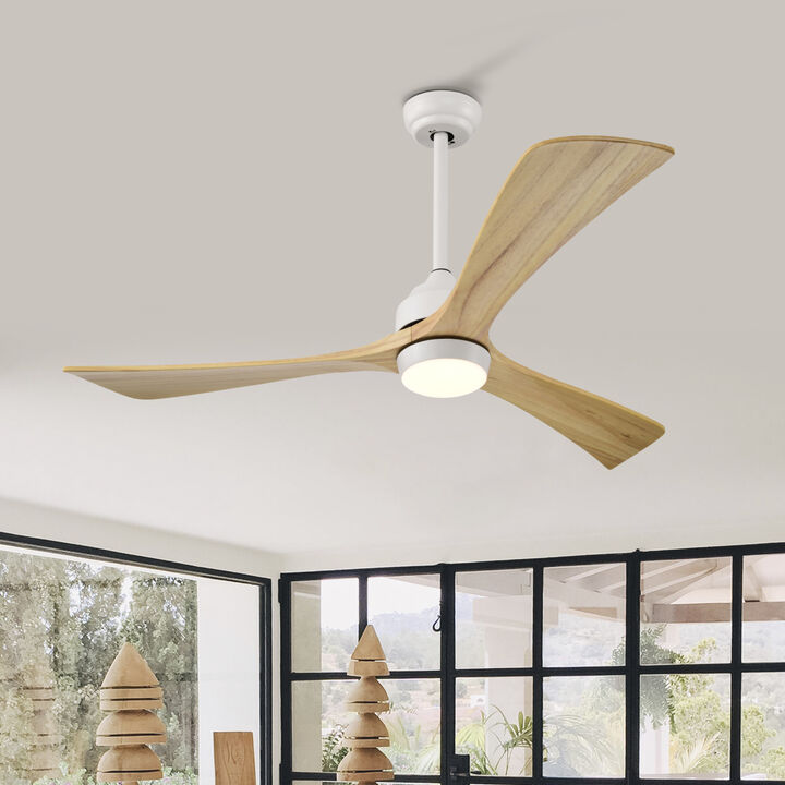 52" Ceiling Fan with Remote Control, 6 Speeds (White/Natural)