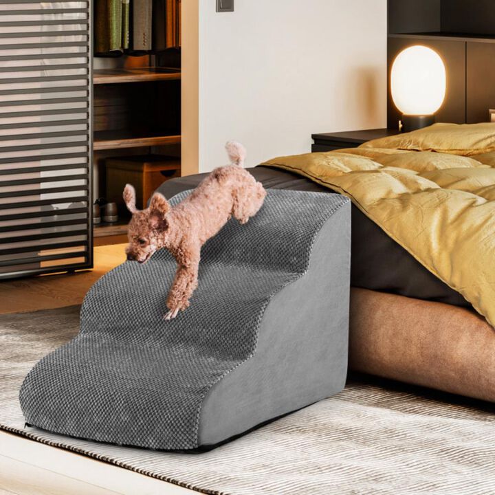 Hivvago 3-Tier Non-Slip Dog Steps with High-Density Sponge and Silicone Paw Prints