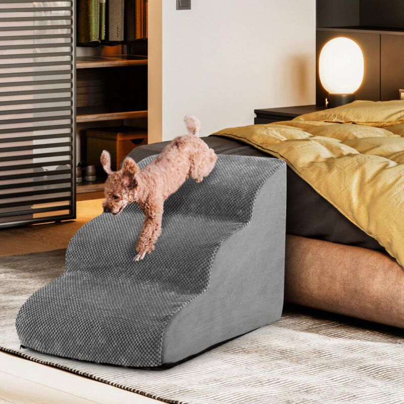 Hivvago 3-Tier Non-Slip Dog Steps with High-Density Sponge and Silicone Paw Prints